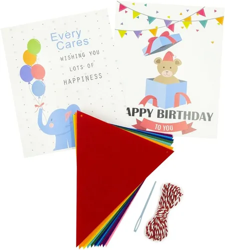 Vista 5 de Banderines de tela de fieltro arcoíris, 24 unidades/16.4 pies (paquete de 2) carteles decorativos para fiestas de cumpleaños, baby shower