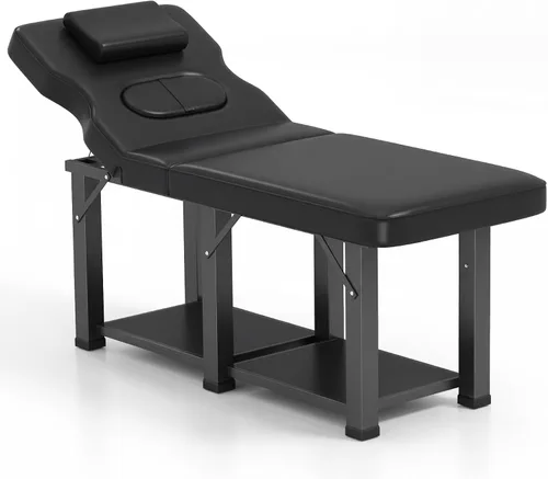 Vista 10 de Mesa de masaje estacionaria plegable resistente con agujero en el pecho Gris