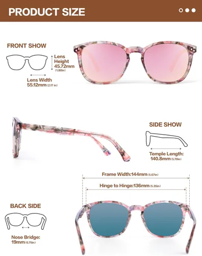 Vista 24 de Gafas de sol polarizadas para mujer con protección UV para mujer, a la moda, grandes sombras con marco de acetato BC2110