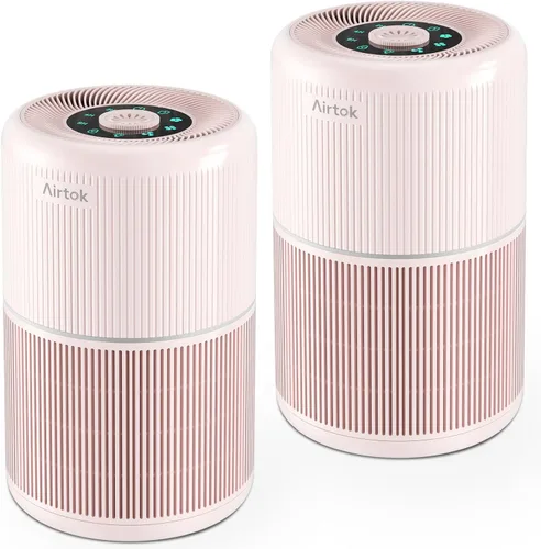 Vista 9 de AIRTOK Paquete de 2 purificadores de aire para el hogar, dormitorio, oficina, escritorio, con 12 esponjas de fragancia, filtro HEPA H13, filtración