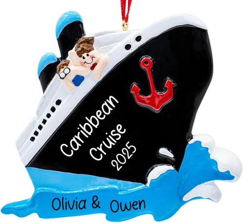 Vista 12 de Adorno de Navidad personalizado de crucero 2025 Decoración de árbol de Navidad de viaje de vacaciones de crucero – Regalo de recuerdo de carnaval