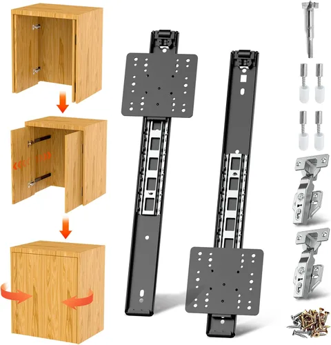 Vista 17 de Rieles para Puertas de Bolsillo, Riel para Puerta de Bolsillo de Gabinete, Bisagra para Puerta de Bolsillo, Herrajes para Riel de Puerta Pivotante