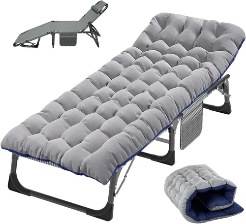 Vista 8 de Slsy Catre de camping plegable para adultos con almohadilla, catres de dormir portátiles acolchados, cama de campamento con bolsa de transporte