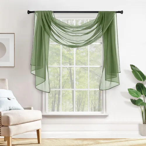Vista 11 de MIULEE Cenefa Beige para Ventana para Fiesta - Cortina Transparente Cenefa Superior Tratamiento de Ventana Cortinas Decorativas para Arco de Boda