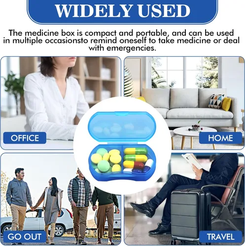Vista 8 de Pastillero para bolso, organizador de pastillas pequeño, portátil, para viajes, diarios, pastilleros, AM y PM, mini pastillero para vitaminas