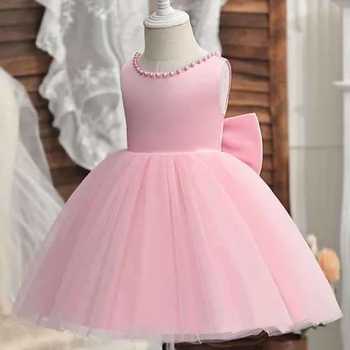 Vista 3 de NNJXD - Vestido de princesa de tul y manga larga de princesa para niña, niña pequeña y bebé, vestido floral de boda para niña