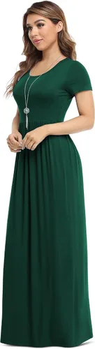 Vista 2 de VIISHOW - Vestidos largos para mujer, estilo casual, manga corta, con bolsillos