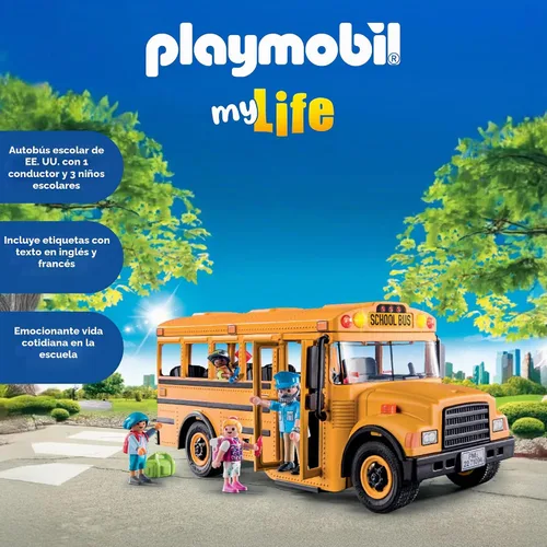 Vista 3 de Playmobil Autobús escolar con accesorios y 4 figuras