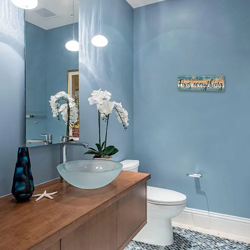 Vista 5 de Coastal Decor - Placa de madera con temática de playa, decoración de pared con temática de playa, cartel decorativo náutico para colgar en la pared