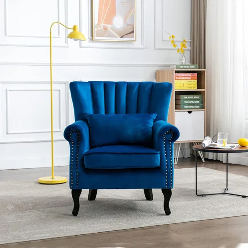 Vista 7 de Sillas de Brazo de Lectura Accent Sillas Midcentury Modernas Cómodas Silla de Sofá de Esquina, Silla de Club Wingback de Sala de Espera con Respaldo