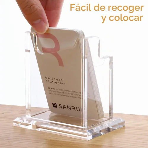 Vista 4 de SANRUI Soporte vertical para tarjetas de visita para escritorio, soporte de acrílico transparente para tarjetas de presentación, 1 ranuras