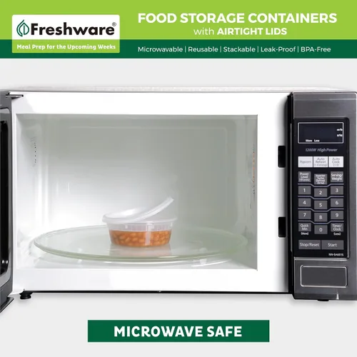 Vista 5 de Freshware Contenedores de almacenamiento de alimentos [240 juegos] recipientes de plástico de 8 onzas con tapas, slime, sopa, recipientes