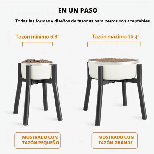 Vista 5 de Soporte Ajustable Elevado para Cuenco de Perros de 7-10.6" de Diámetro para Comida y Agua - Comedero Elevado de 11" de Altura para Mejorar