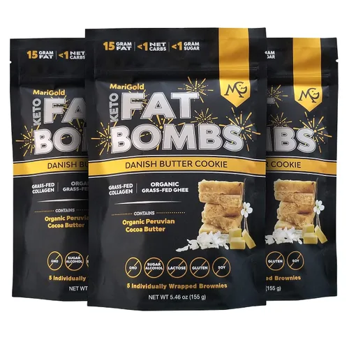 Vista 14 de MariGold Keto Fat Bombs - Limón y Coco, bajo en carbohidratos, rico en colágeno, ghee alimentado con pasto, mantequilla de cacao orgánica, sin