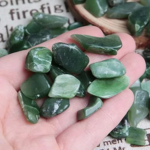Vista 2 de 7.05 oz Natural Jade Verde Piedra Suelta Libre de Cuentas Tumbled Gemstone Chip