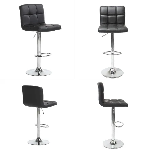 Vista 6 de Taburetes de bar ajustables de altura de mostrador, juego de 2 taburetes de cocina, sillas modernas de cuero sintético giratorio con respaldo