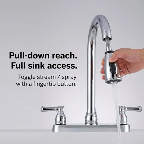 Vista 11 de Llave para fregadero de cocina Dura Faucet, llave de reemplazo no metálica con doble palanca para casas rodantes, caravana quinta rueda