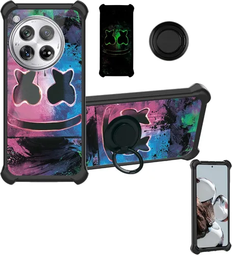 Vista 73 de Aroepurt Funda compatible con Nothing Phone 2a Phone Case Cover [PC duro + silicona suave] [soporte de anillo] [efecto luminoso] YGH-BQ