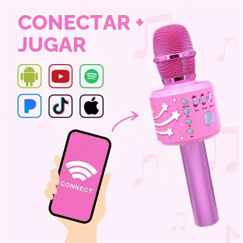 Vista 3 de Move2Play Motown Magic, Micrófono de karaoke Bluetooth Incluye 30 canciones famosas Micrófono de karaoke para niños Regalo de cumpleaños