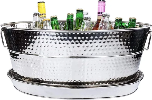 Vista 10 de BREKX Aspen Tina Galvanizada, Enfriador de Hielo y Bebidas de Metal con Acabado de Cobre para Fiestas, Enfriador de Fiestas Sellado Resistente a