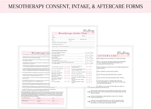 Vista 3 de Formulario de ingesta de mesoterapia, consentimiento y cuidado posterior Paquete de 75 Formularios A1 de 8.5 x 11 pulgadas Firma de clientes
