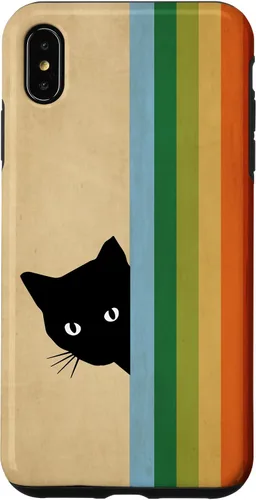 Vista 11 de Black Kitty Cat - Retro Vintage Rainbow Phone Case for iPhone 17