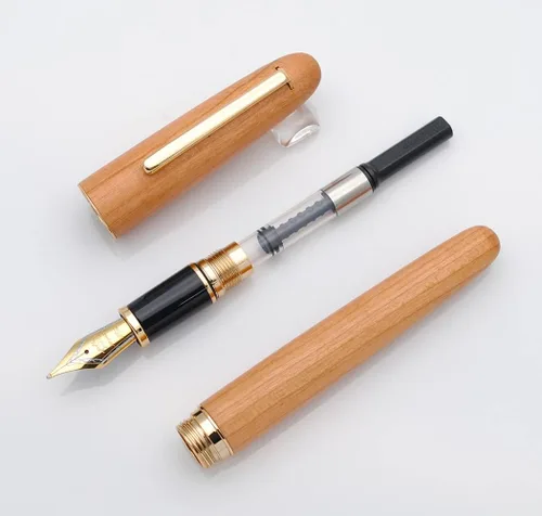 Vista 5 de JINHAO 9036 - Pluma estilográfica de madera natural hecha a mano (punta media de 0.028 in, madera de cerezo)