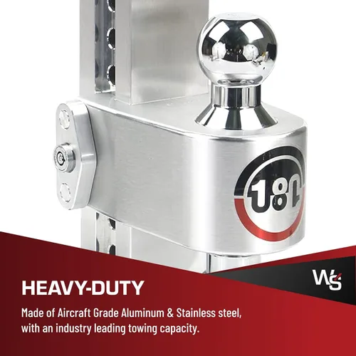 Vista 3 de Weigh Safe Soporte de bola de enganche de remolque ajustable, enganche de caída ajustable de 8 pulgadas para receptor de 2 pulgadas con 4 piezas