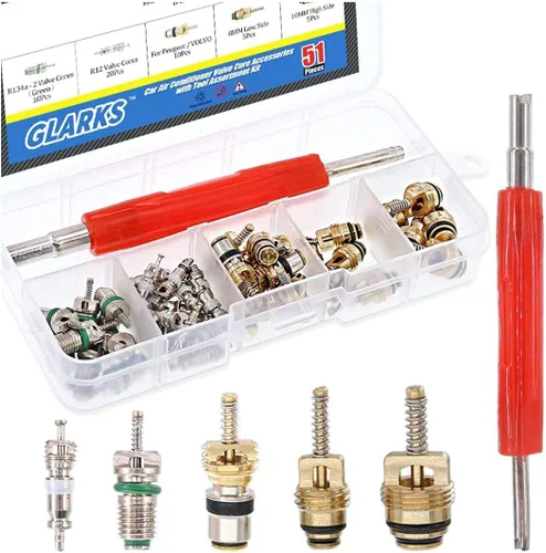 Vista 9 de Glarks 36 piezas de aire acondicionado de coche núcleo de válvula Schrader núcleos accesorios A/C R12 R134a válvula de neumático de refrigeración