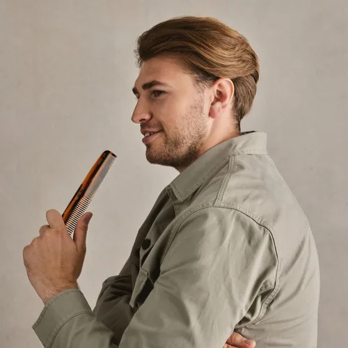 Vista 7 de Kent 9T Peine de dientes finos y dientes anchos de caparazón de tortuga - Gran peine de vestir de cabello fino hecho a mano y cortado con sierra