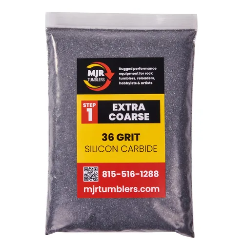 Vista 14 de Vaso de roca de carburo de silicio de grano 36, grano extra grueso para pulir rocas etapa 1, compuesto de pulido de piedra de 1 libra para vasos