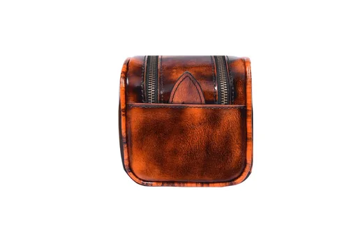 Vista 6 de Neceser de viaje de cuero premium de 10 pulgadas con forro impermeable Kit Dopp vintage hecho a mano tamaño King por Aaron Leather Goods