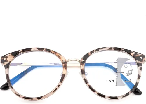 Vista 6 de Gafas de lectura redondas progresivas multienfoque para mujeres y hombres, lentes multifocales, lentes de bloqueo de luz azul