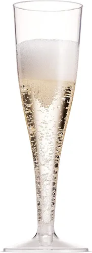 Vista 5 de Munfix 50 copas de champán de plástico – Copas de champán transparentes desechables de 5 onzas para fiestas, Mimosa Bar, eventos, boda y fiesta