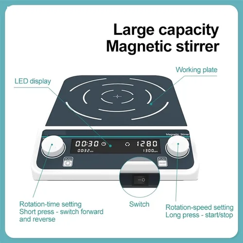 Vista 5 de Multiple Magnetic Stirrer Digital Display Laboratory Stirrer Magnetic Mixer Four-Station 500ml*4(MS-10L)