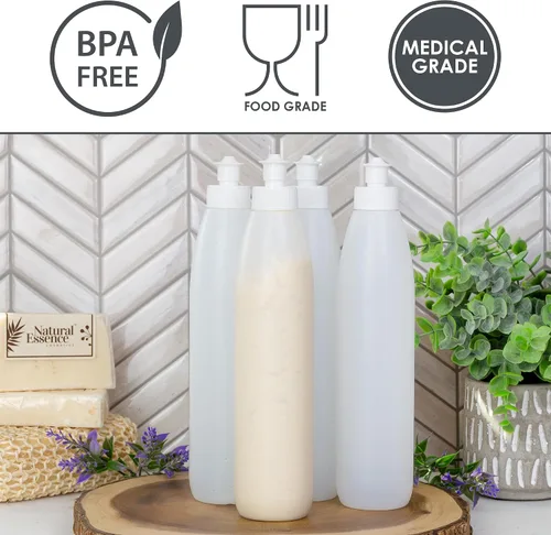 Vista 7 de Cornucopia - Botellas exprimibles de 8 onzas para jabón y salsas (paquete de 6), plástico HDPE sin BPA
