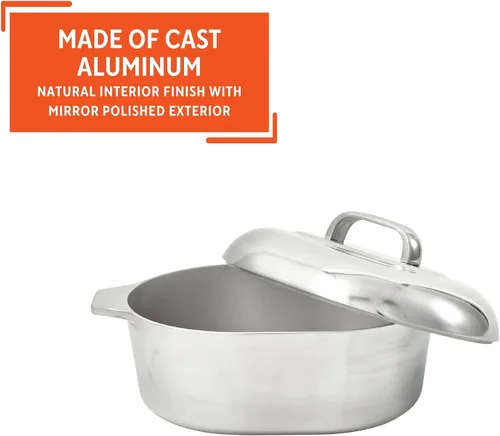 Vista 4 de IMUSA Asador ovalado de aluminio fundido Cajun de 11 pulgadas de alto con tapa