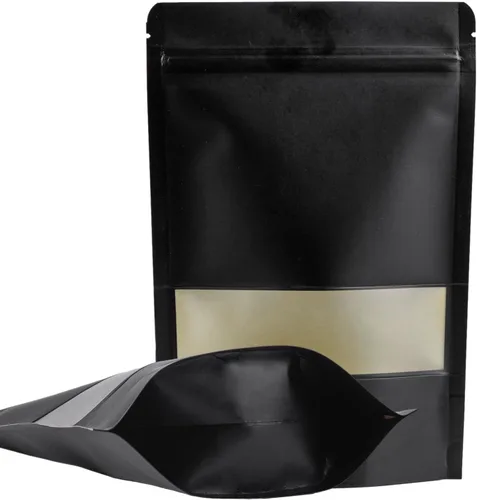 Vista 9 de Allinclusive Bolsas resellables a prueba de olores, con cierre hermético negro, con muesca de desgarro para ventana mate, para carne seca