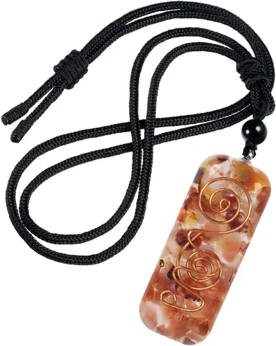 Vista 6 de Nupuyai Collar con colgante de cristal de orgón curativo ajustable para mujeres y hombres, colgante de piedra de amuleto de cristal con cuerda negra