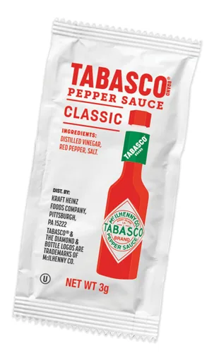Vista 3 de TABASCO® Brand Pepper Sauce - Paquete individual (paquetes de 0.11 onzas, paquete de 200) Individual Condiment Packets, Three Simple Ingredients
