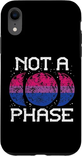 Vista 8 de Funda de regalo LGBTQ para iPhone 14 Not A Phase Bisexual Pride Moon Funny Bi Flag Pun