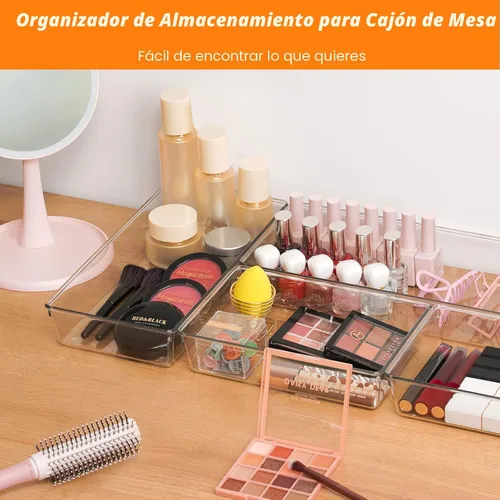Vista 7 de Criusia Juego de 6 organizadores de cajones transparentes de gran tamaño, acrílico, antideslizante, no se agrieta, bandeja de almacenamiento