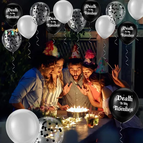 Vista 7 de Sanwuta 100 globos rasgados de cumpleaños de 12 pulgadas para hombres, mujeres y mujeres, decoraciones de cumpleaños