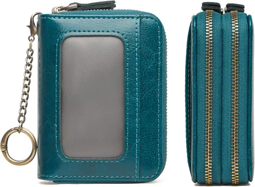 Vista 20 de TFKGS Tarjetero de crédito para mujer, cartera RFID de cuero para mujer con bloqueo de cremallera, llavero para tarjetas de acordeón, regalos