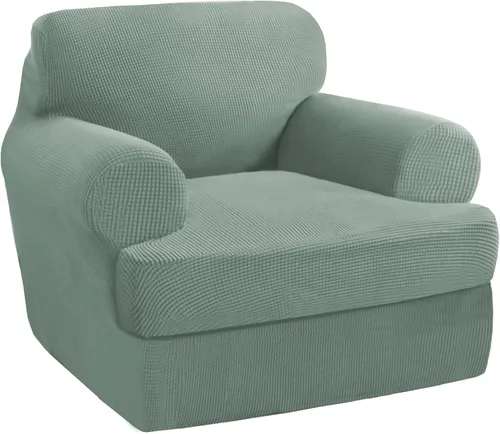 Vista 12 de PrinceDeco Fundas elásticas para sillón de 2 piezas, fundas de sofá para sillas con cojines en forma de T, fundas suaves para muebles con 1 funda