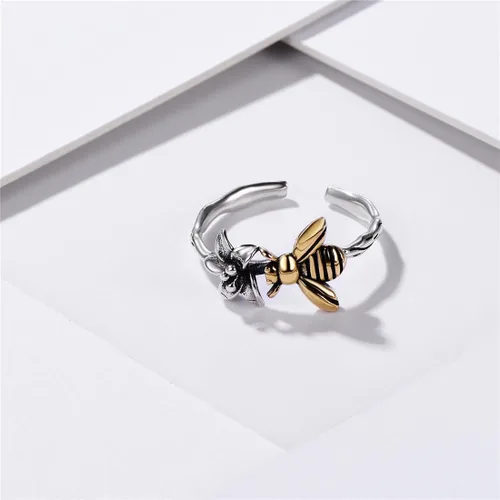 Vista 5 de ChicSilver Cadena de eslabones cubanos retro, anillos cruzados de plata de ley 925 y latón oxidado, anillos ajustables abiertos para mujer