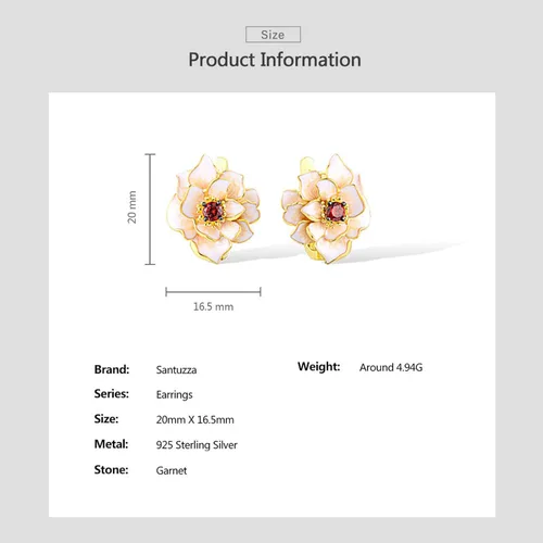Vista 6 de Santuzza - Aretes colgantes de plata de ley 925 con flores esmaltadas para mujer