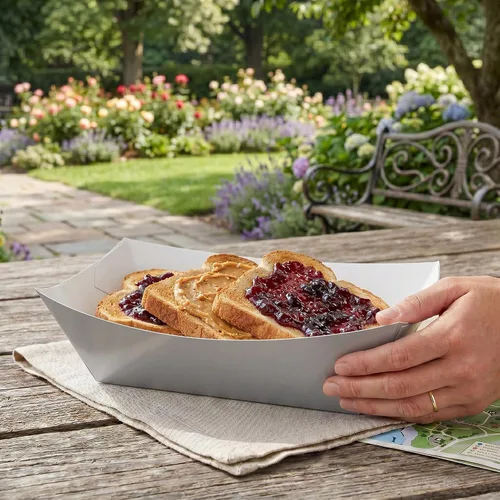 Vista 5 de Restaurantware Bio Tek - Botes de comida de 1 libra, 200 bandejas desechables de papel – Botes de comida de papel gris resistentes a la grasa