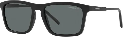 Vista 3 de ARNETTE An4283 Shyguy - Lentes de sol cuadrados para hombre, color negro mategris oscuro, polarizados, 2.205in, Negro mateGris oscuro polarizado.