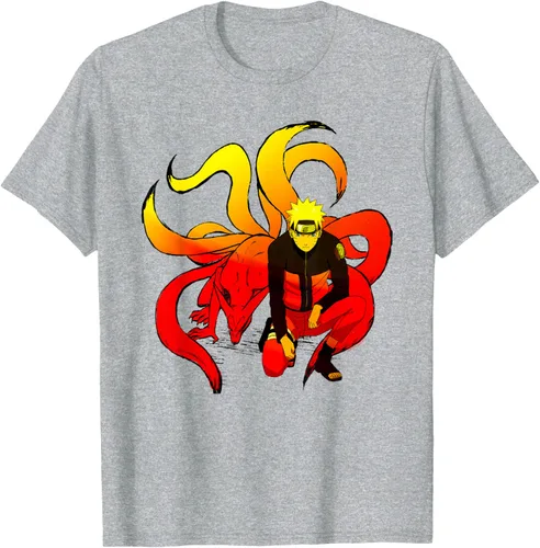 Vista 38 de Naruto Shippuden Naruto and 9 Tails - Camiseta de manga corta Negro